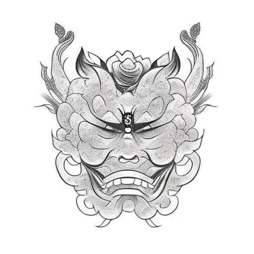 Samurai Mask In Roses