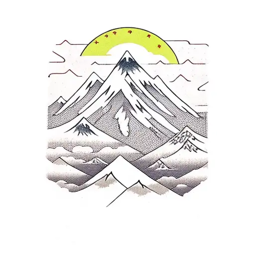 A Majestic Mountain Range Silhouetted Against A Vibrant Sunset