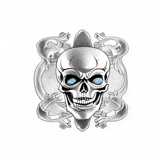 Two Cartoon Skeleton Diggin A Grave