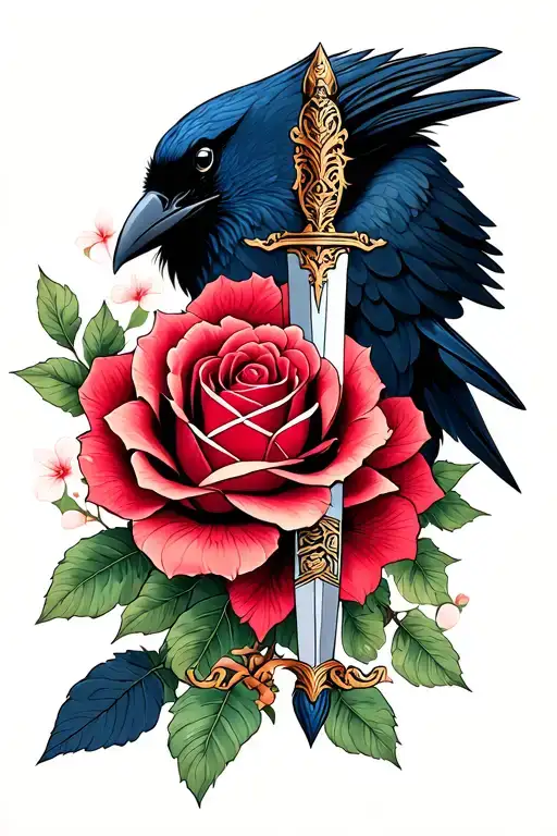 Crow Rose Dagger Intertwined