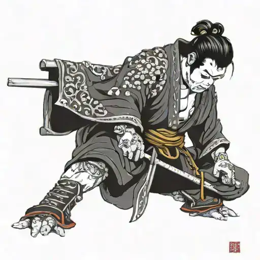 Samurai Kneeling Praying