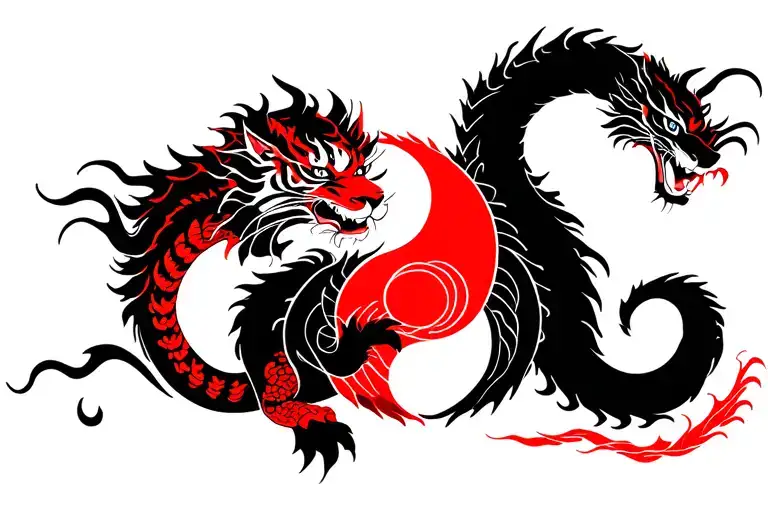 Dragon And Tiger Ying And Yang