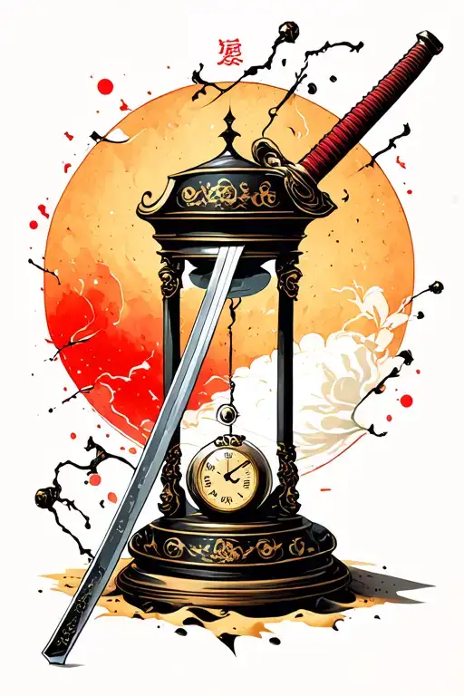Broken Sand Clock With Katana