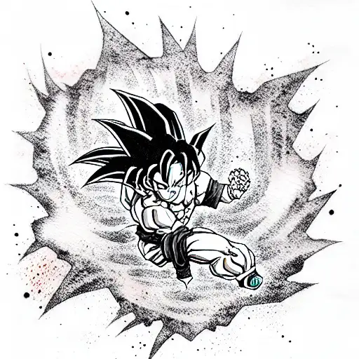 Goku Watercolor With Dragonballs
