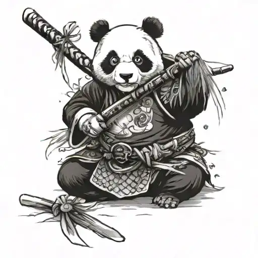 Panda Samurai Japanese Style