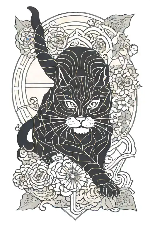 Cat Hero And Sun Geometric