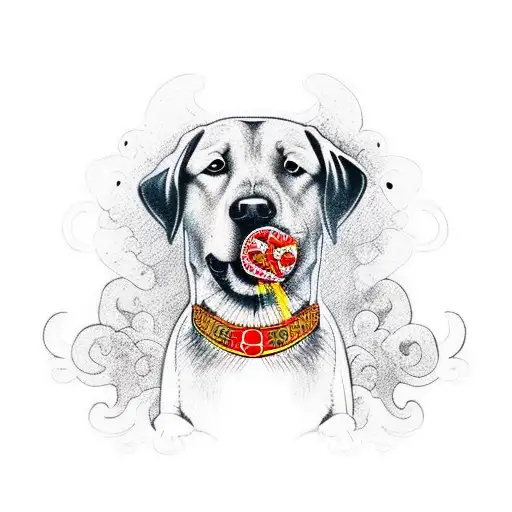 A Labrador Dog Wearing A Galatasaray Jersey And Holding A Joint