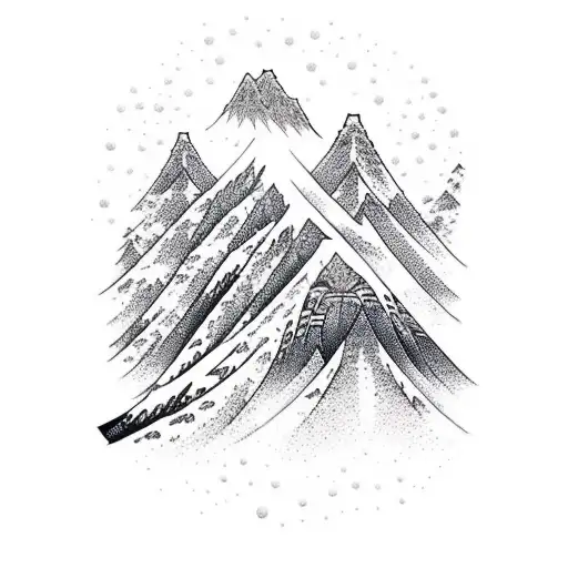 A Snowboarder Carving Through A Mountain Range Made Of Waves