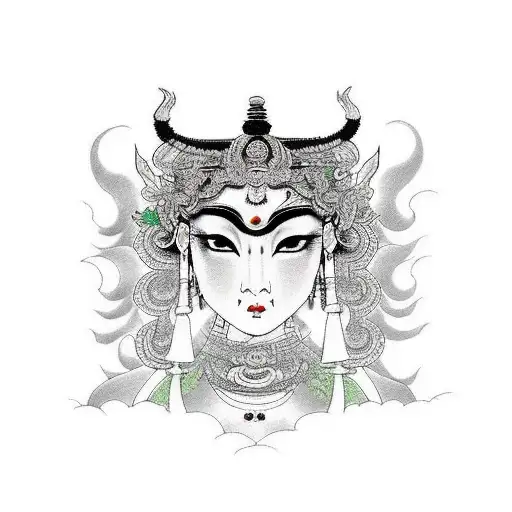 Hindu Goddess Kaliachi In Japanese Style