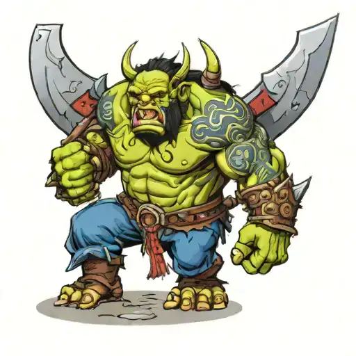 Warcraft Orc Warrior Big Axe Angry