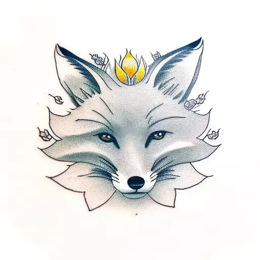 Minimalist Fox And Thistle Flower