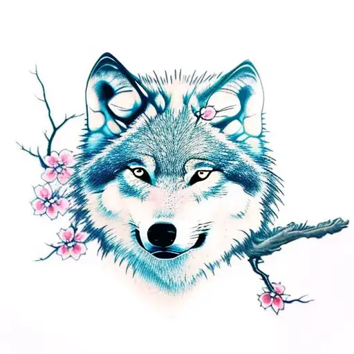 Wolf With Sakura Tree Sleeve