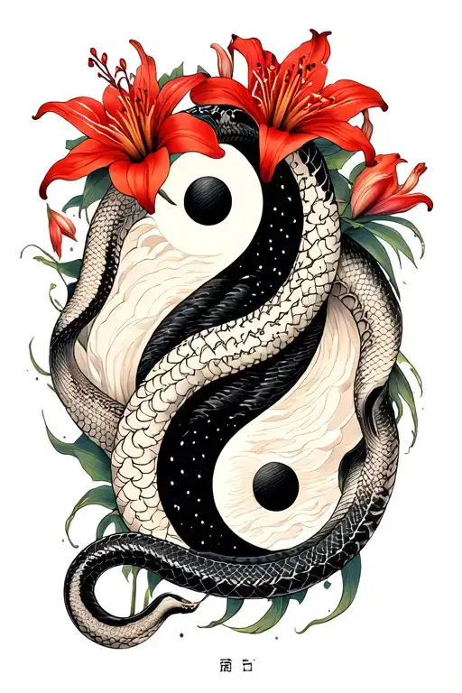 Yin Yang With Snakes And Red Spider Lillies