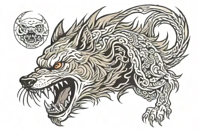 Snarling Old School Wolf Stalking