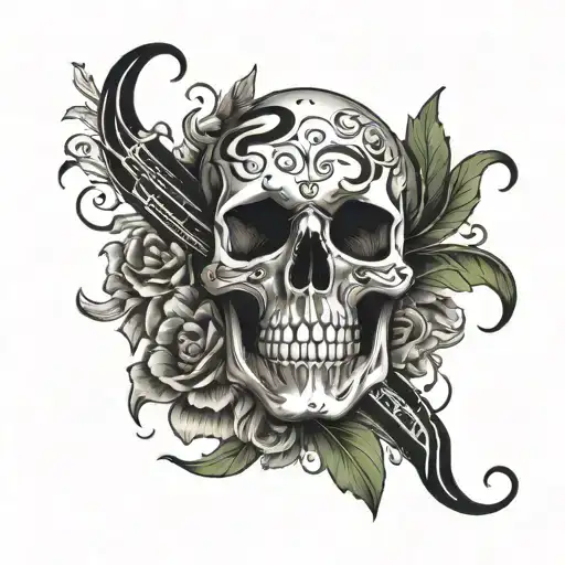 Skull With Music Notes Surrounding