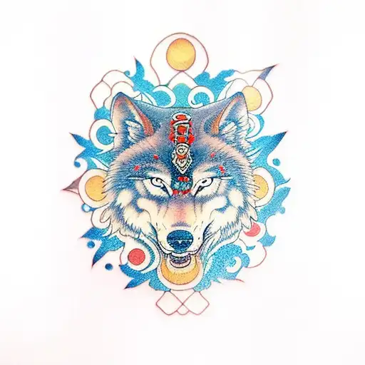 Samurai With Wolf And Blue Flare