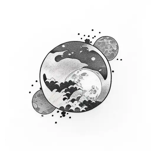 Japan Style Blood Moon With Black And Red Colours