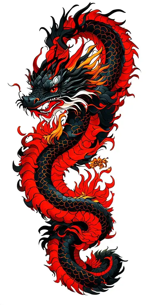 Black Eastern Dragon Wrapping Around Arm Sleeve