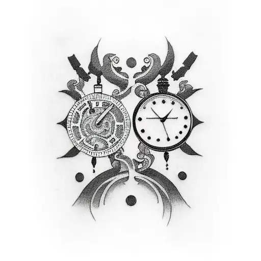Design A Black-grey Tattoo Inspired By The Concept Of Time Travel In Steins Gate