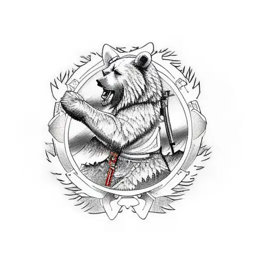 Soldier Riding A Bear Into Battle