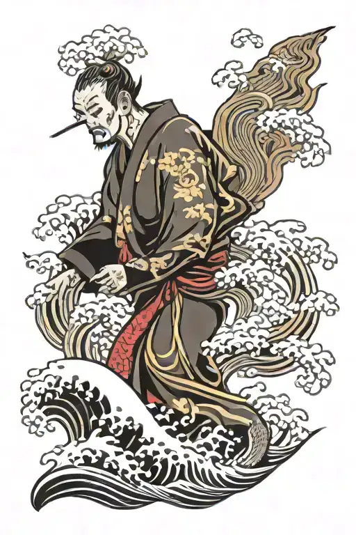 Japanese Kamakubi With Finger Wave Background