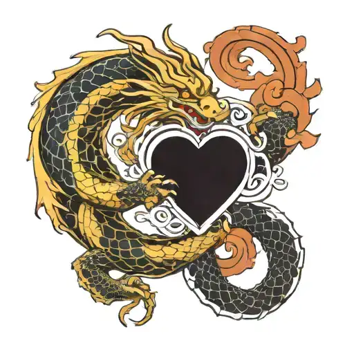 Dragon Intertwined Chained To Heart And Arm