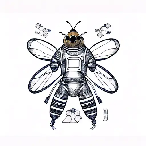 Honey Bee Wearing A Spacesuit