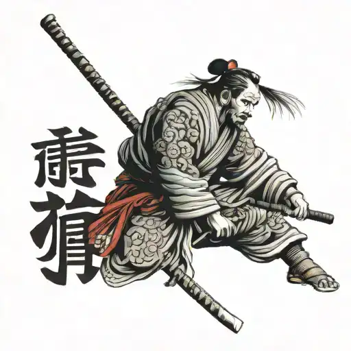 Japanese Samurai With Wording No Backwards Step