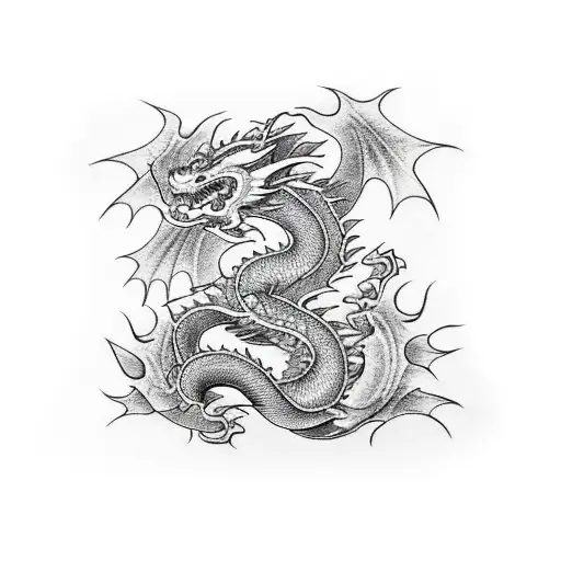 Dragon Katana Black And White Flowers