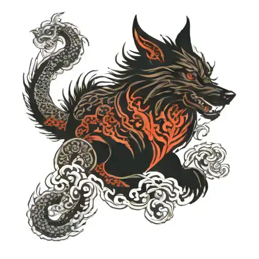Black Wolf And Dragon Wrapping