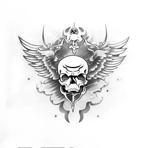 A Skull With Wings And A Sword