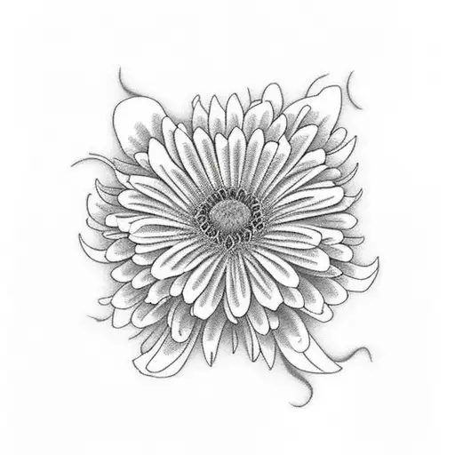 Tiger With Daisy Chrysanthemum Poppy Carnation