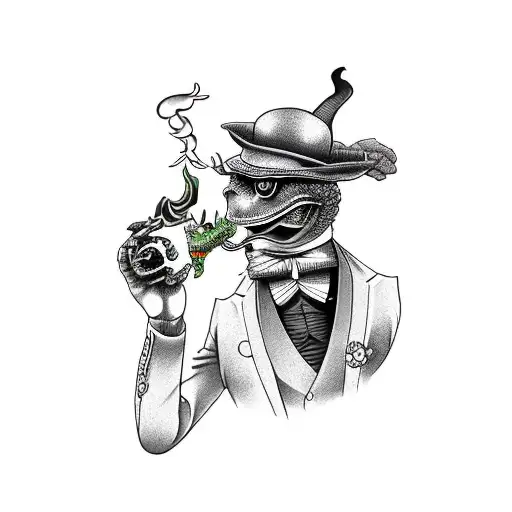 Gentlemen Frog Smoking A Pipe
