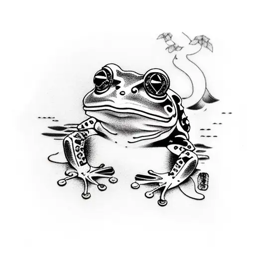 Frog With Fishing Pool