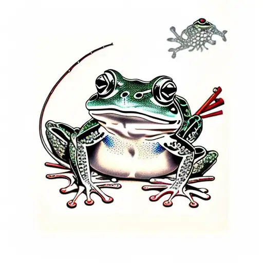Frog With Fishing Pool