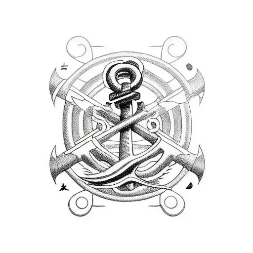 Stockless Anchor With Japanese Waves