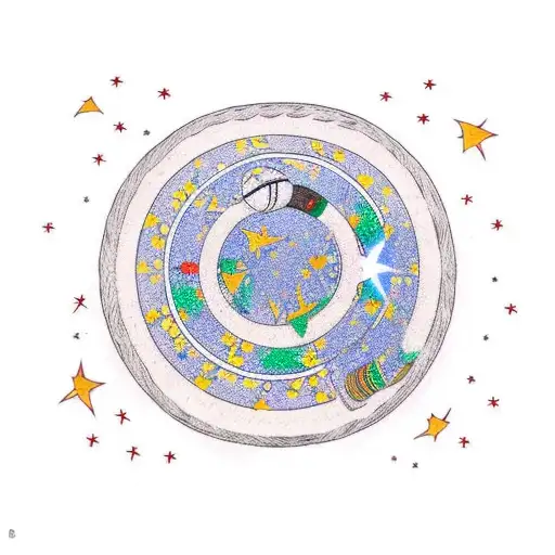 A Basketball Hoop With A Shooting Star Going Through It