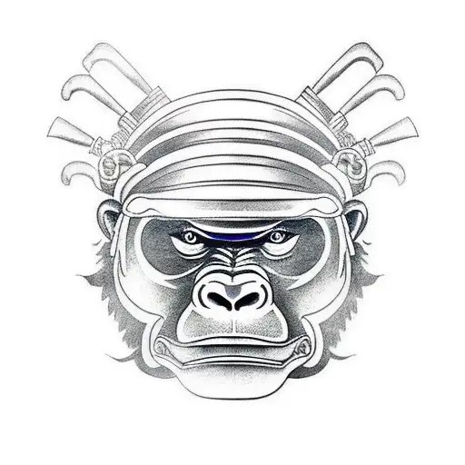 Gorilla With Samurai Helmet