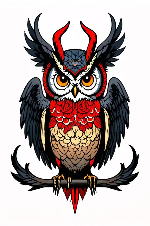 Owl With Devil And Angel Wings