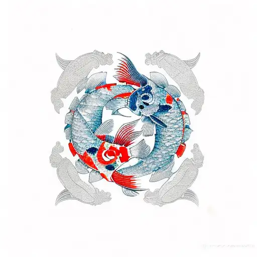 Koi Fish Ying Yang Pattern