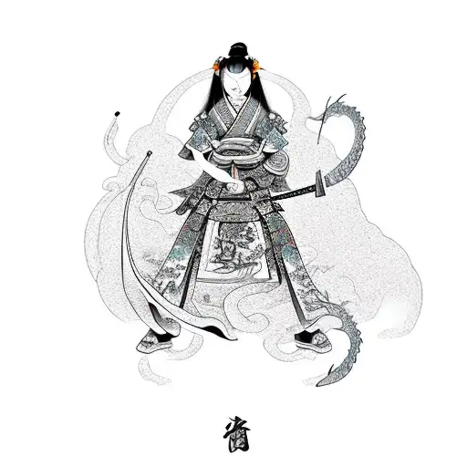 Samurai Girl With A Dragon