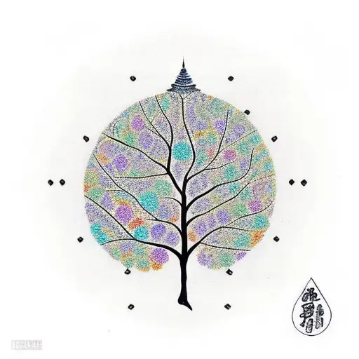Bodhi Tree With Leaves Inspired By Thai Architecture
