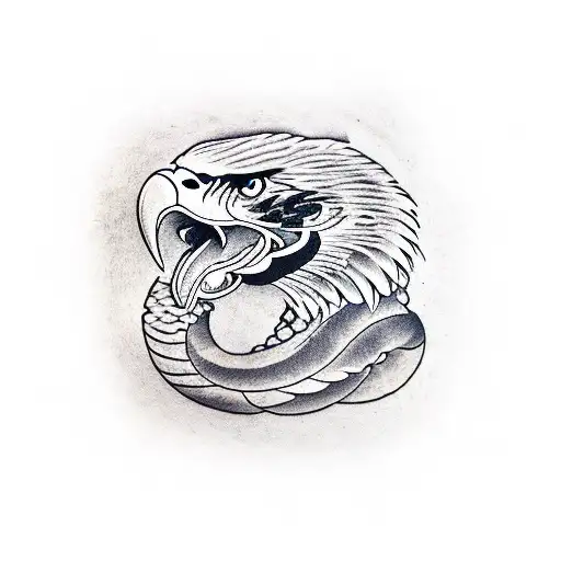 Eagle Fighting A Tiger And Snake