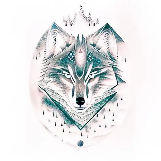 A Mystical Moonlit Forest With A Lone Wolf Howling