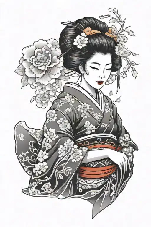 Black And White Sleeve Geisha