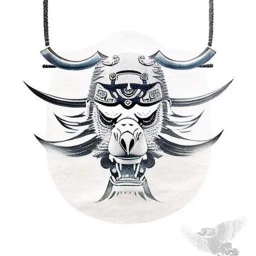 Steller's Sea Eagle With A Samurai Oni Mask