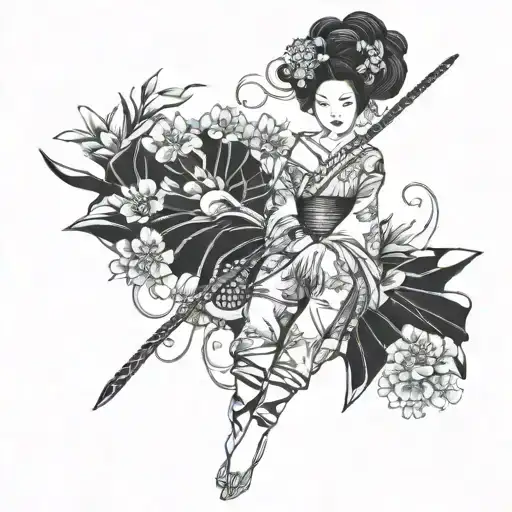 Black And White Leg Sleeve Geisha