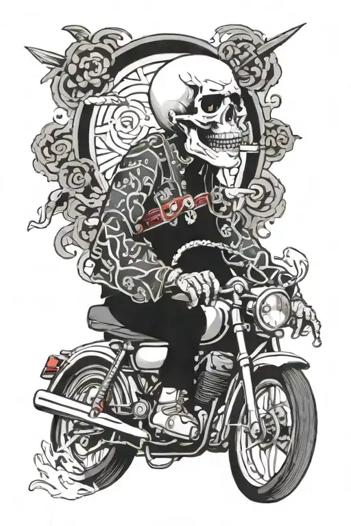 Skull Wearing A Cross On A Motorcycle Riding