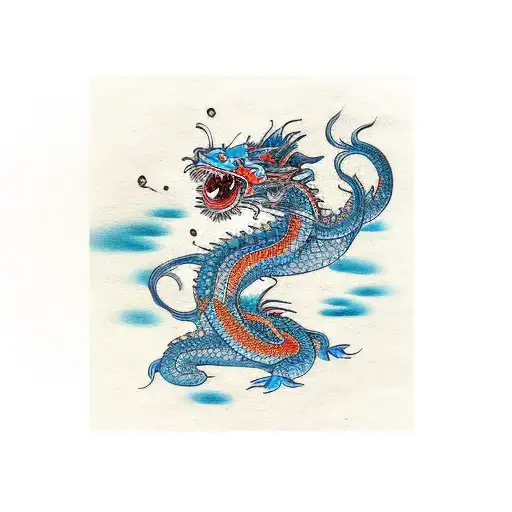 A Koi Fish Fighting A Chinese Dragon Asian Inspired