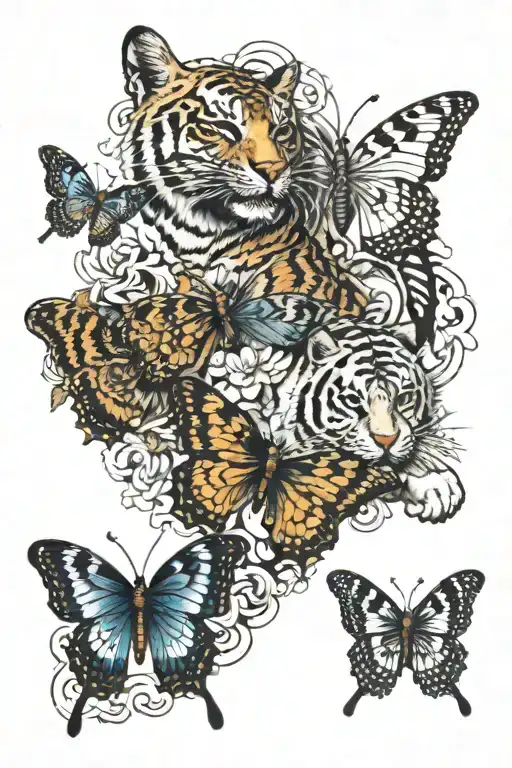 4 Butterfly With Tiger Walking